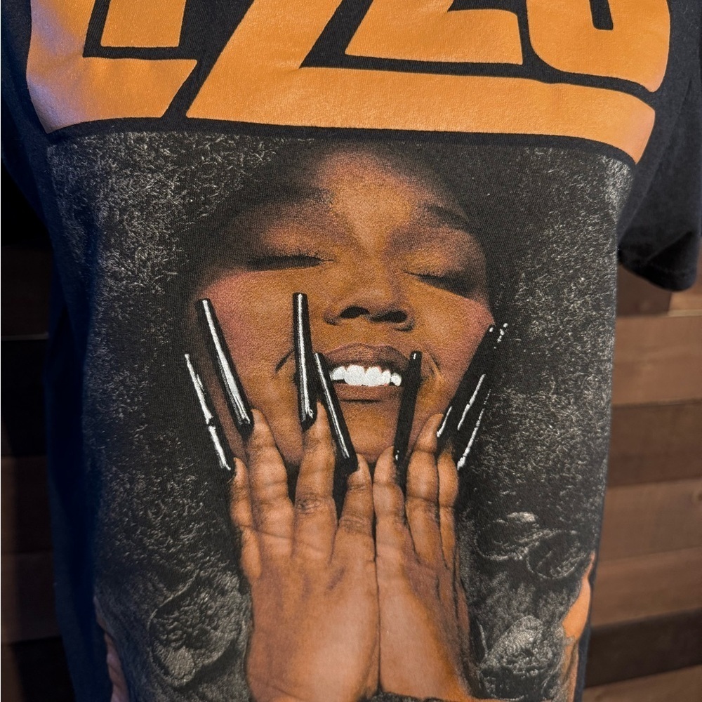 Lizzo Black and Orange Graphic T-Shirt - Picture 2 of 4